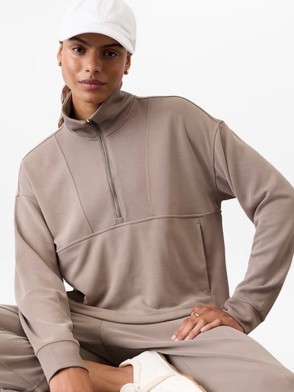 Athleta Seasoft Rib 1/4 Zip Popover Size L